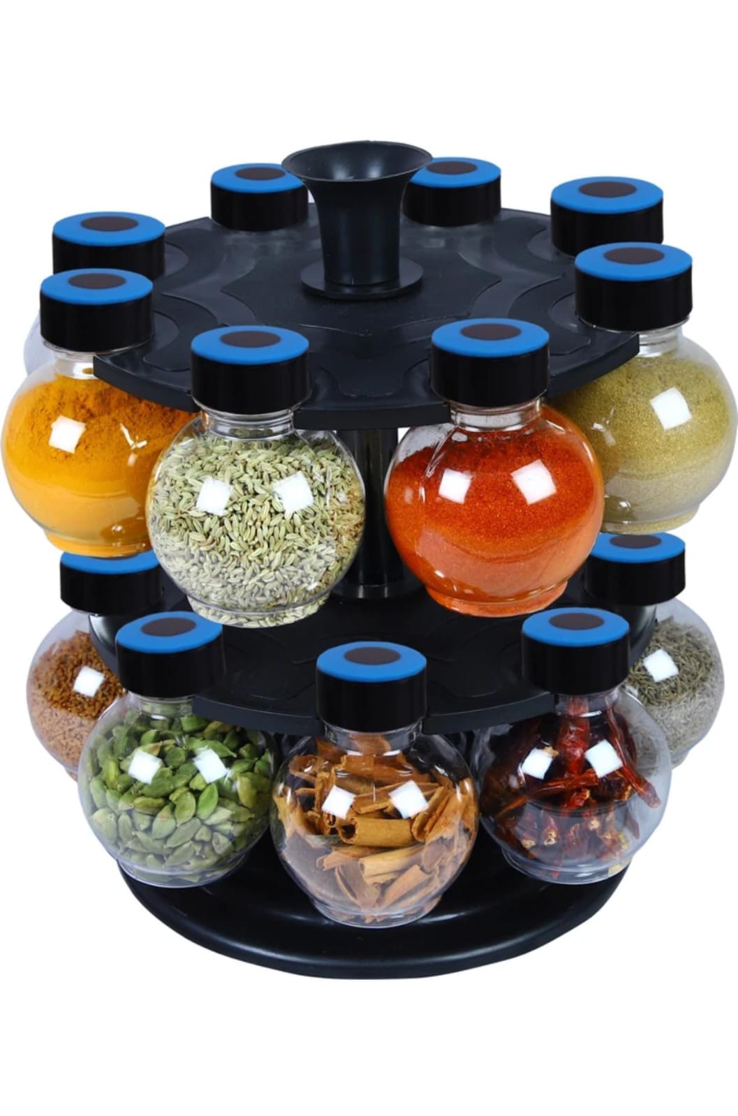 Premium Rotating Spice Rack Organizer – 16 Jar Set